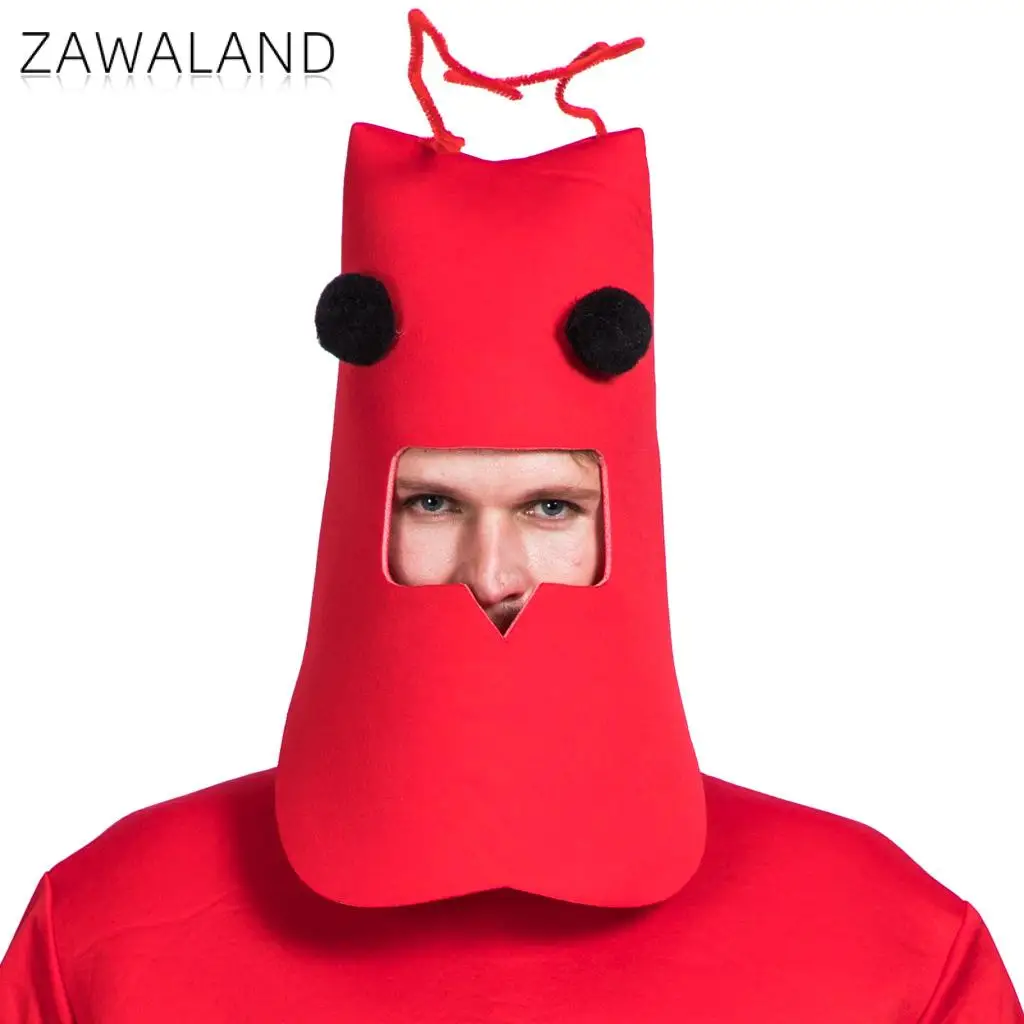 Zawaland-男性用のハロウィーンの面白いコスプレコスチューム、ロブスターコスチューム、ホリデーパーティーonesie、ステージパフォーマンス服、赤いステージファッション