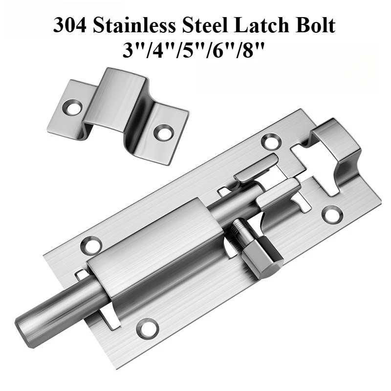 304 Stainless Steel Bolt, Door Latch, Anti-theft Bolt, Bathroom Latch, Fastener, Hardware Accessories