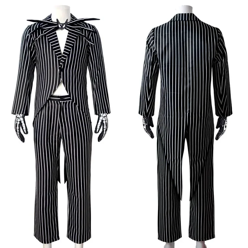 2025 New Eve Horror Cos Dress Skull Jack Men's Full Set Christmas Halloween Clothing abc