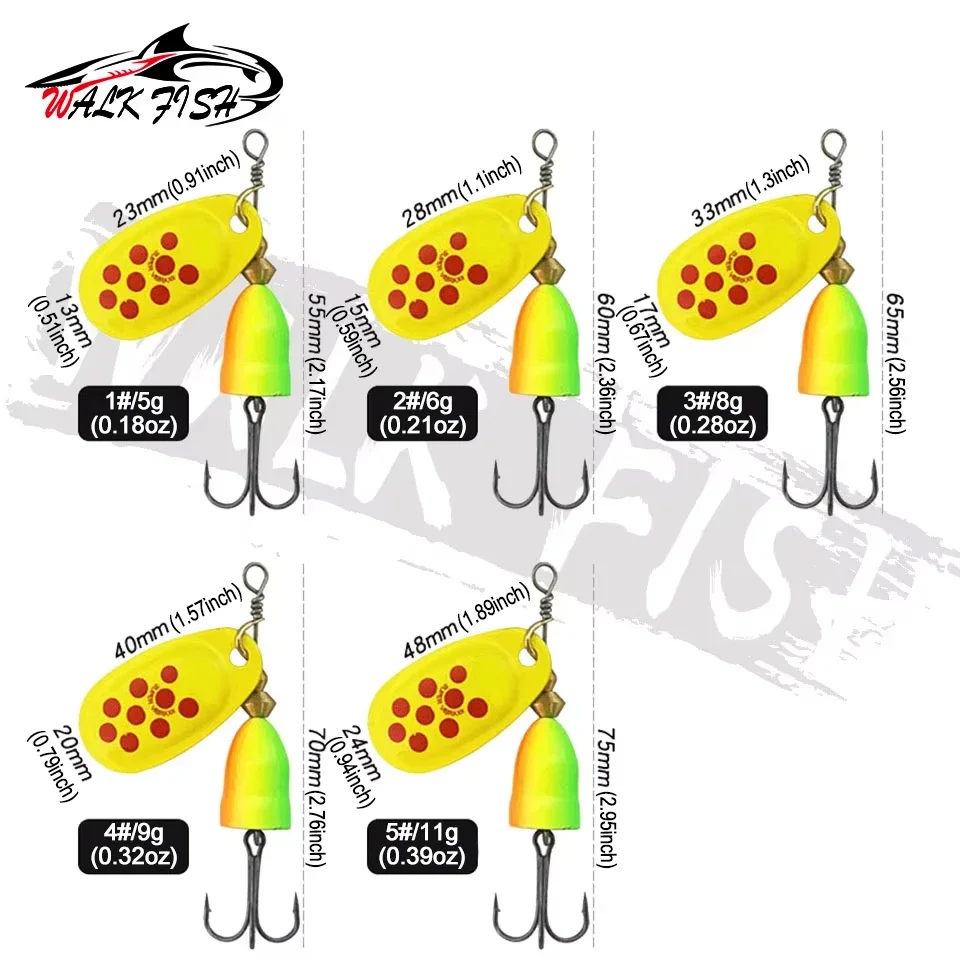 WALK FISH High Quality 1#-5# 5g 6g 8g 9g 11g New Metal Fishing Lure Spinner Bait Hard Baits Treble Hook Fishing Tackle For Pike - view 6
