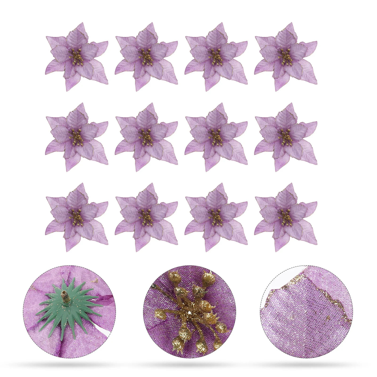 

12Pcs Artificial Flower Christmas Decoration Simulation Floral Arrangement for Photo Props Party Accessory Home Decor Festive