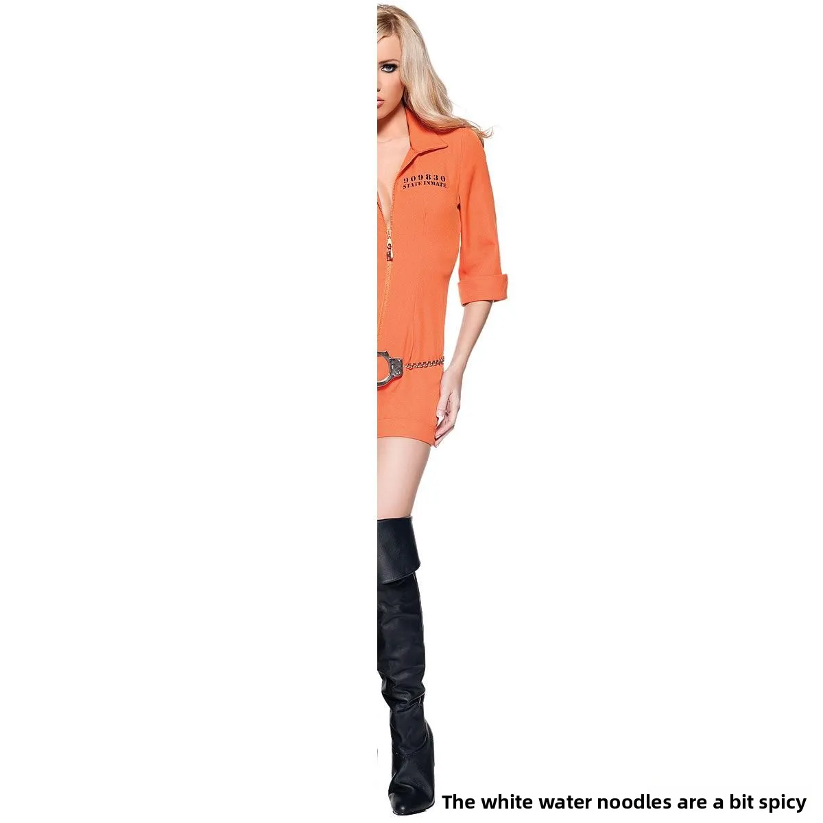 زي سجين مثير للهالوين، زي أداء مسرحي، زي ضابطة شرطة نسائية، زي تقليدي نسائي ملون برتقالي MXL #4