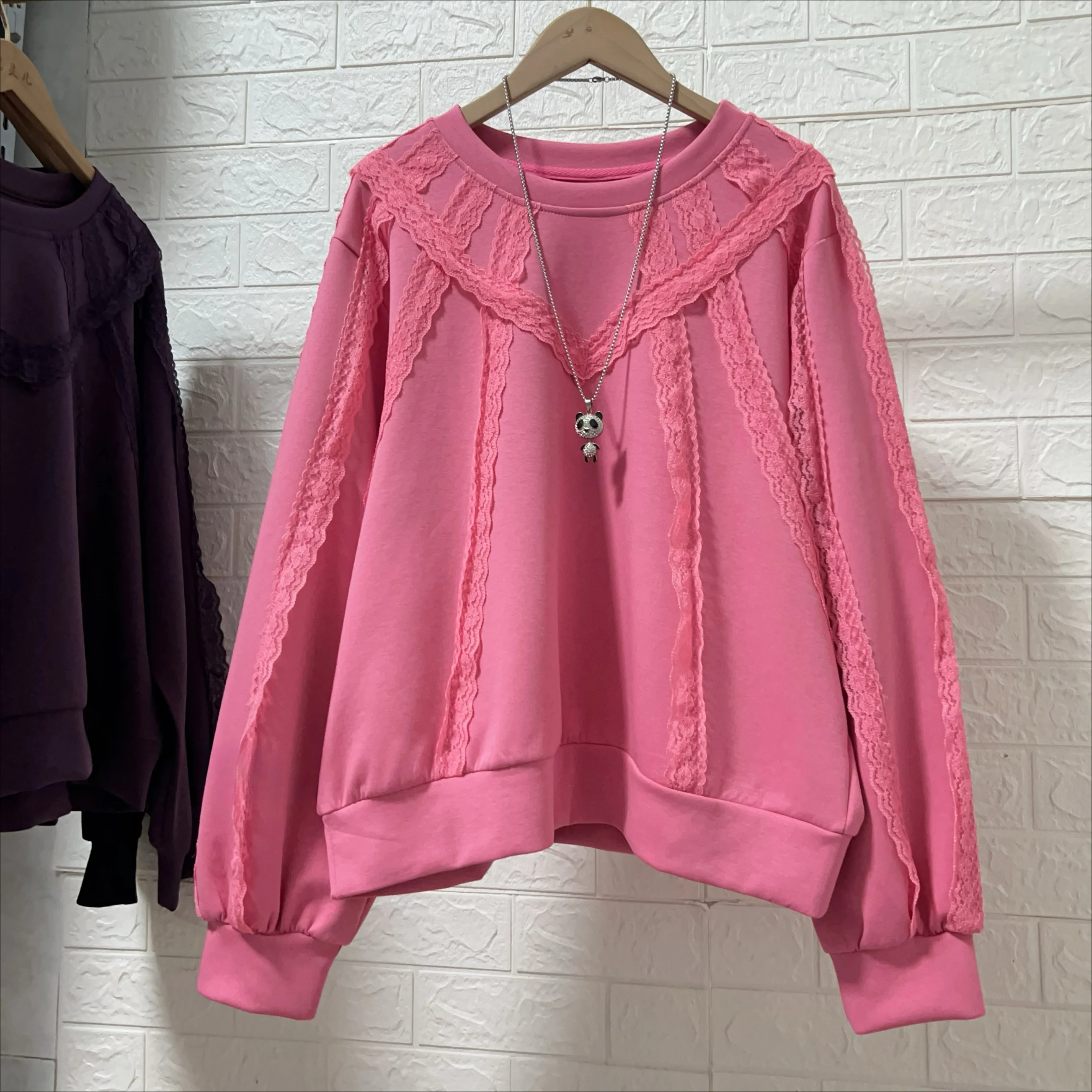 

spring sweatshirts women casual pink pullovers lady tops