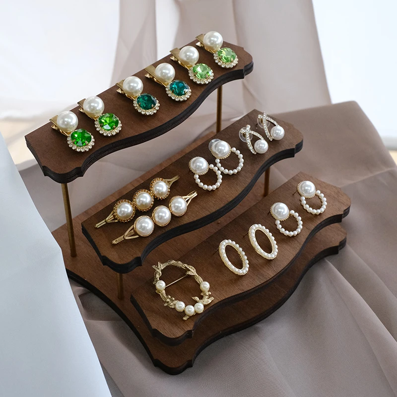 

Retro Jewelry Stand Luxury Earring Ring Display Holder Counter Fashion Jewelry Displays Rack Live Stream Trinkets Showcase Shelf