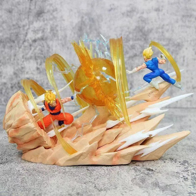 

18cm Dragon Ball Sky Top Famous Scene Super Two Wukong Vs Magic Ball Battle Scene Figure Toy Ornaments Birthday Gift Collection