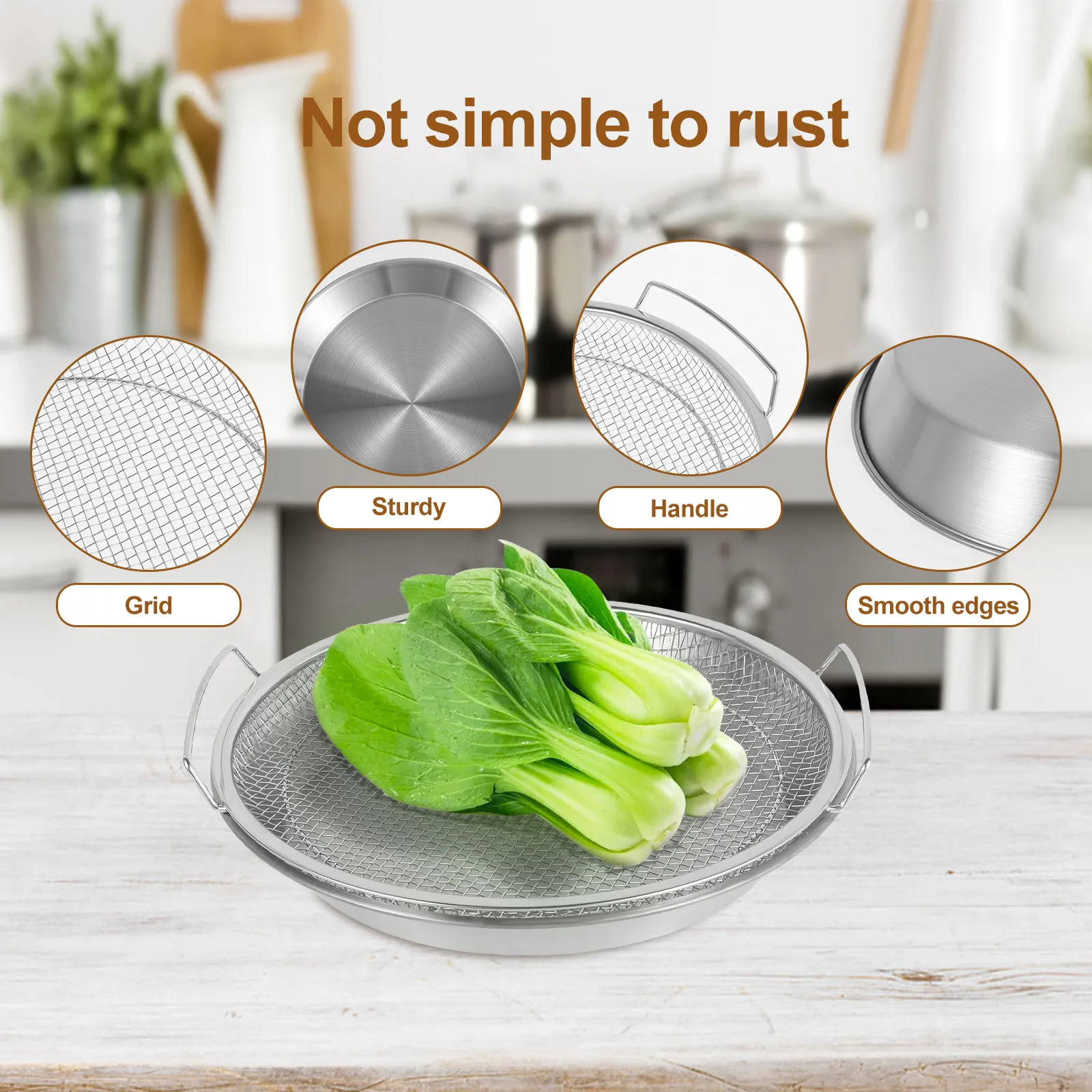 Oil Filter Tray Stainless Steel Fried Food Draining Rack Frying Filter with Drip Pan Mesh Draining Basket Oil Strainer Tray