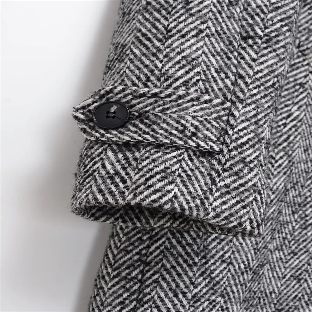 European and American style autumn and winter new women's fashionable herringbone diagonal coat jacket