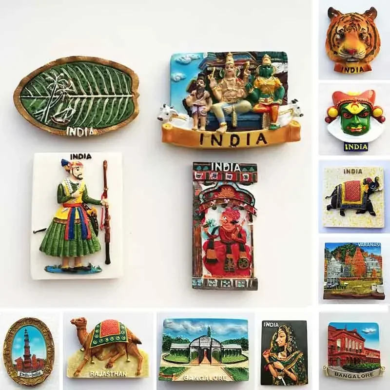 India Fridge Magnet Tourism Souvenir Rajasthan Bangalore 3D Resin Painted Crafts Magnets for Refrigerators Sticker Home Decor