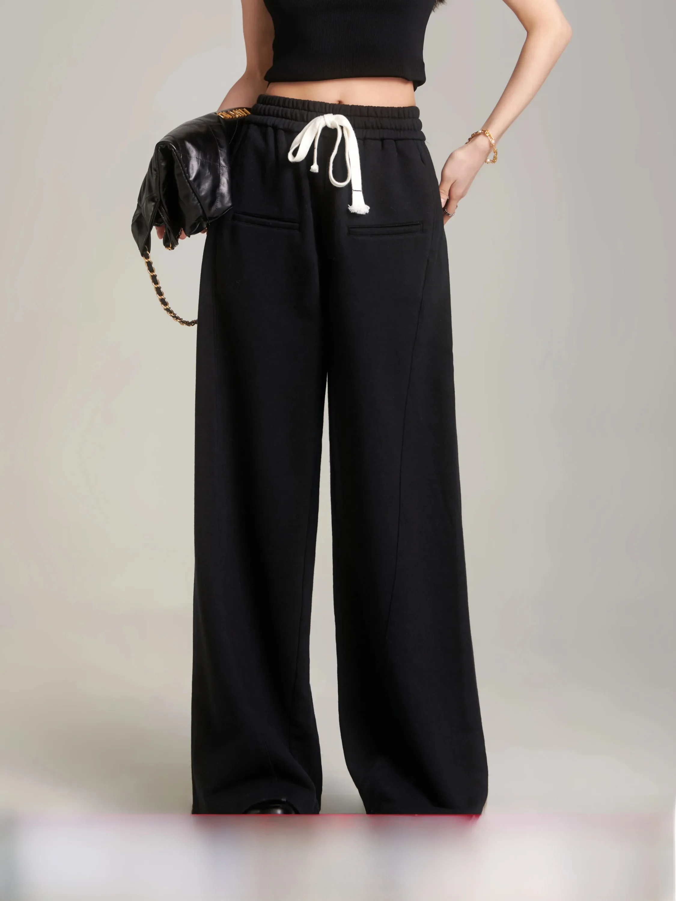 

High Waist Wide Leg Pants Women's Casual Trousers Slimming Micro Flared Street Style Commute Fashion Pumpkin Valley K2284