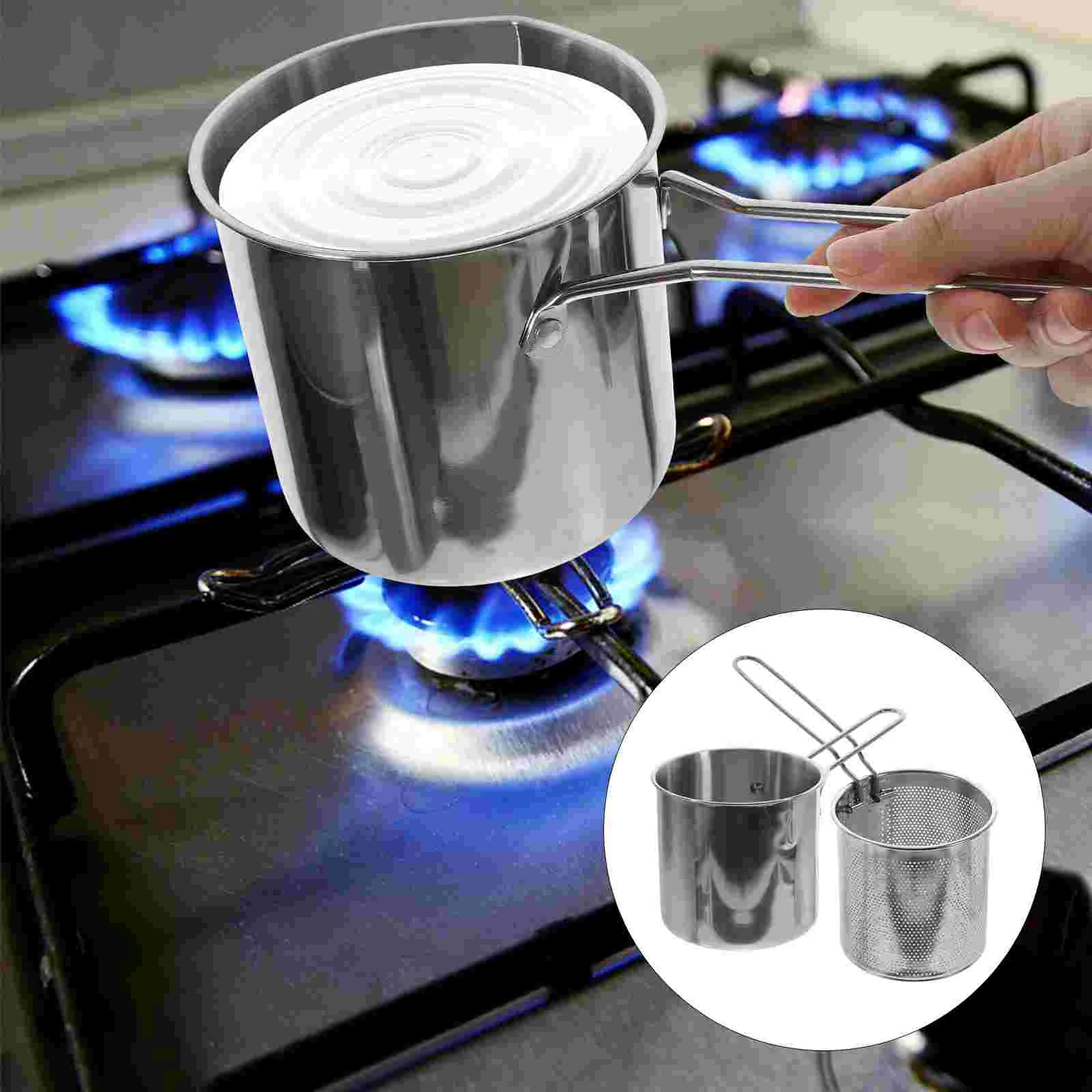 

1 Set of Deep Frying Pot Kitchen Food Fryer Kit Deep Frying Basket Pot Stainless Frying Pot with Basket