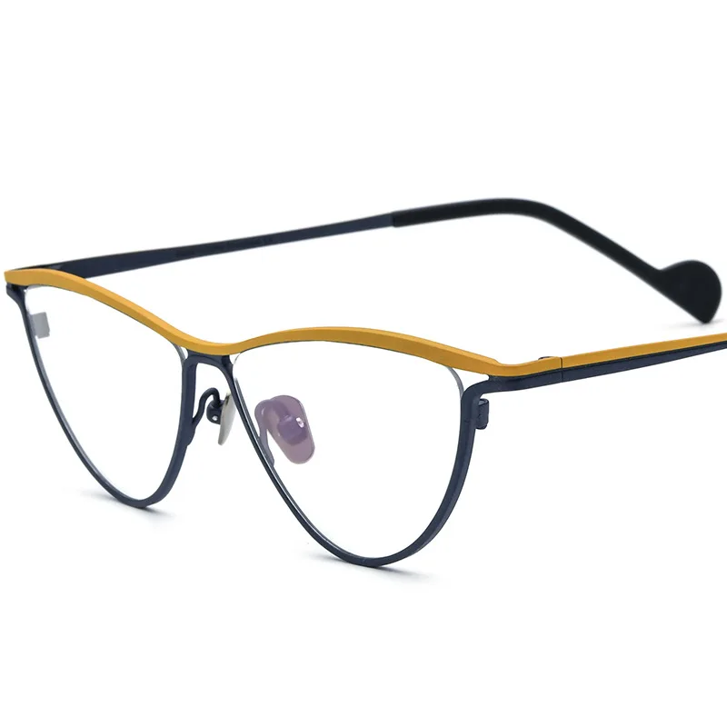 New color matching pure titanium glasses frame fashionable flat glasses cat-eye retro optical can be matched with glasses