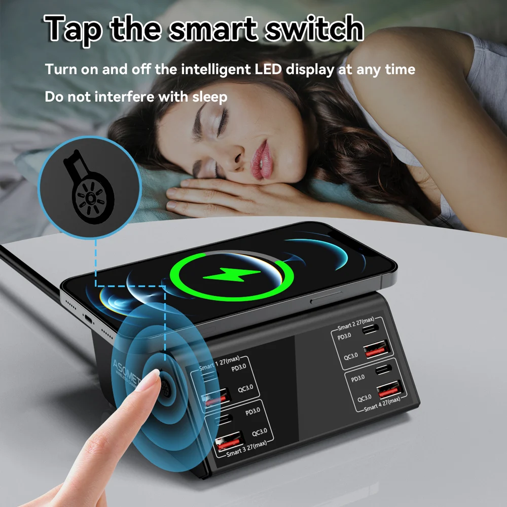 Imagem -05 - Caregador de Celular 100w Porta Qc3.0 Pd27w Pps Carregador Turbo tipo Cadaptador Usb c Carregador sem Fio 15w Carregador por Indução Carregador Usb para Iphone 12 13 Pro Max Xiaomi Samsung