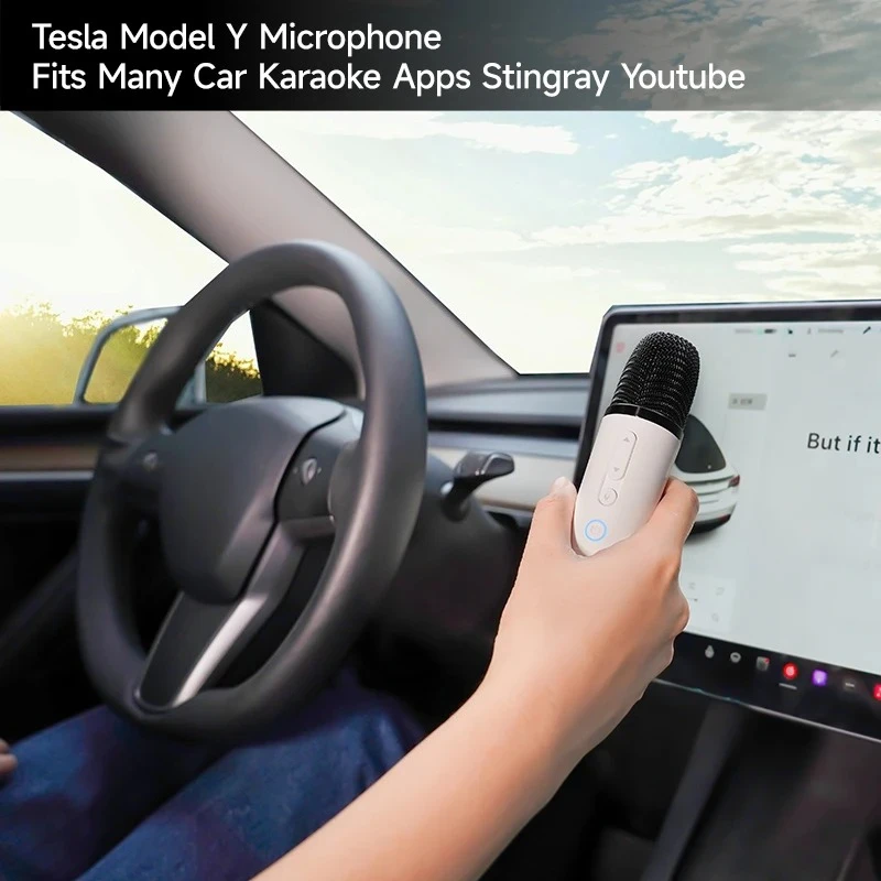 

For Q1-Tesla Car Karaoke Microphone for Tesla Model Y/3/X/Cybertruck, Rechargeable Caraoke Mic with USB-A & USB-C Receiver