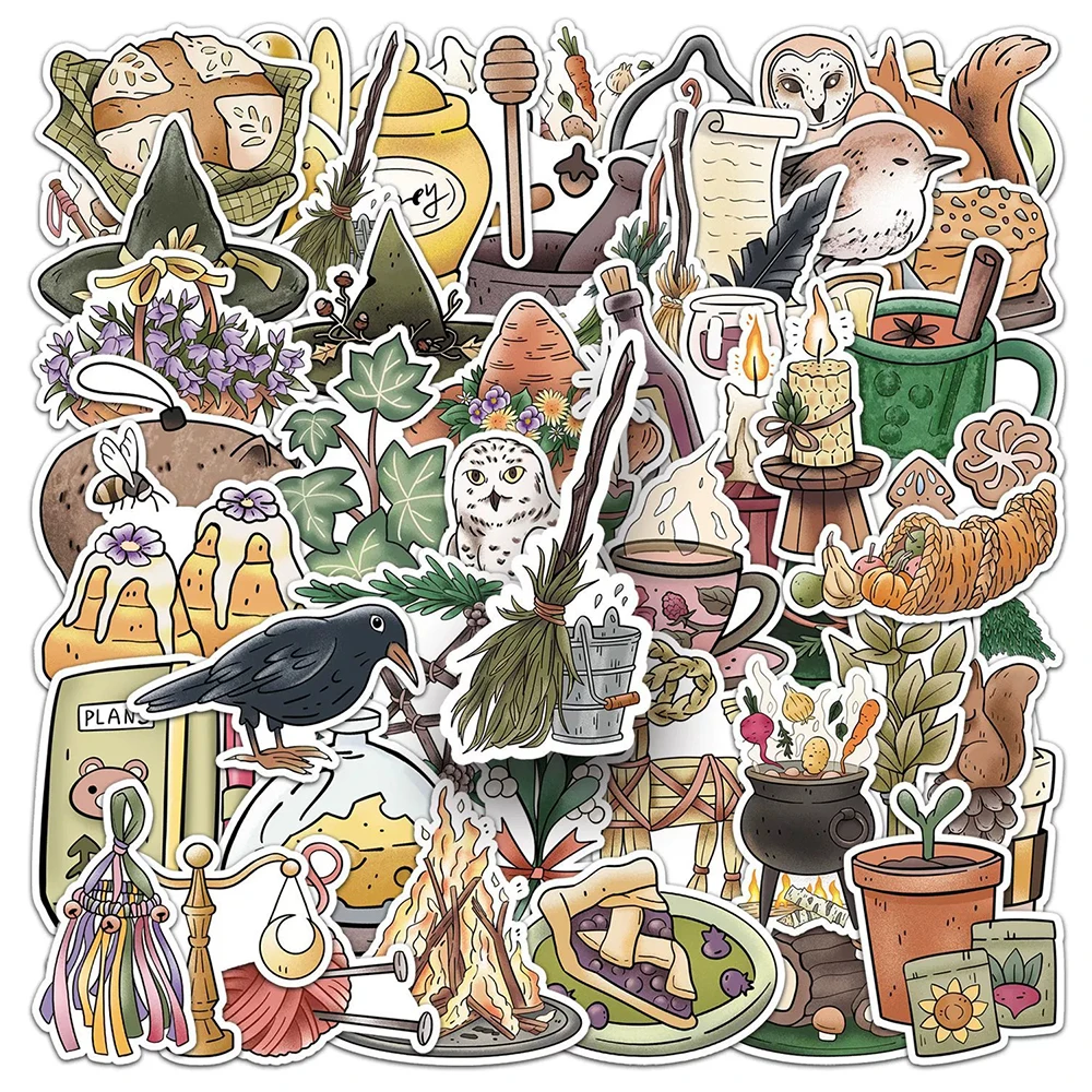 10/30/50 pezzi adesivi graffiti magici della foresta vintage adesivo creativo del fumetto bagaglio telefono bottiglia d'acqua decalcomanie impermeabili imballaggio