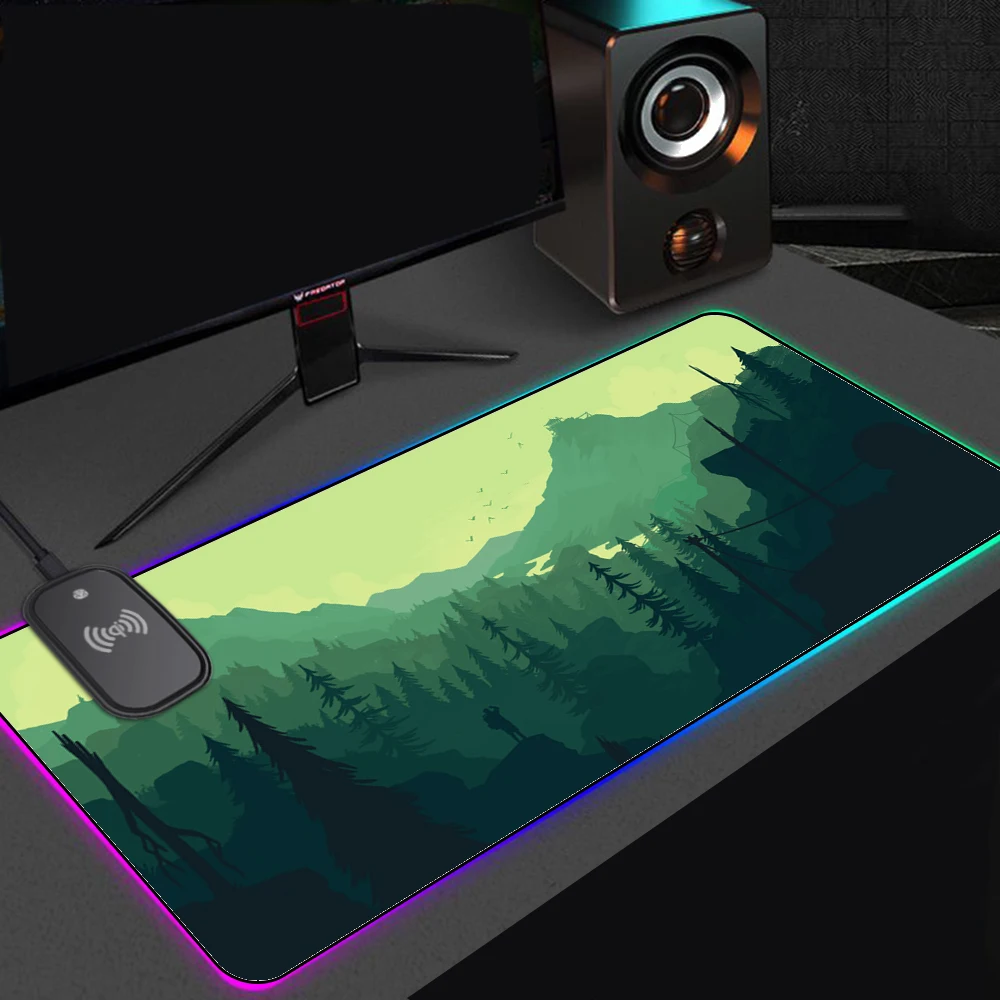 

Sunset Mountain Table Computer Rgb Wireless Charging Mouse Pad Pad on The Table LED Light Gaming Mouse Mat Gamer Accessories