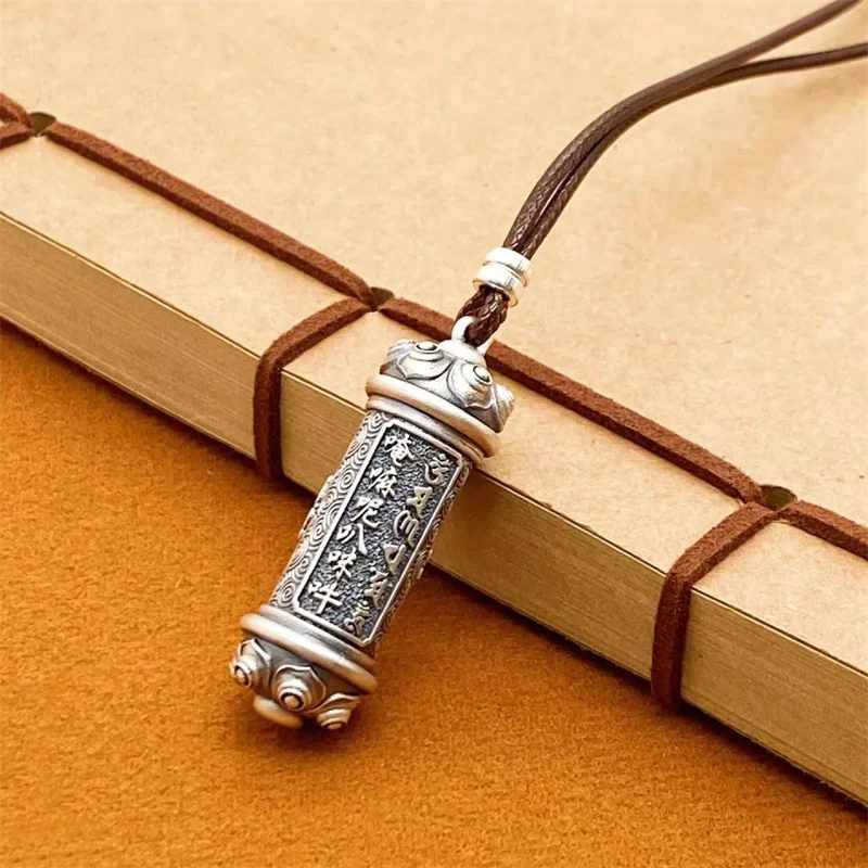 

Винтажное благоприятное ожерелье с товкачиком лотоса для мужчин, ювелирные изделия, благословение, шесть персонажей, подвеска-мантра Великого Мин, мужской амулет