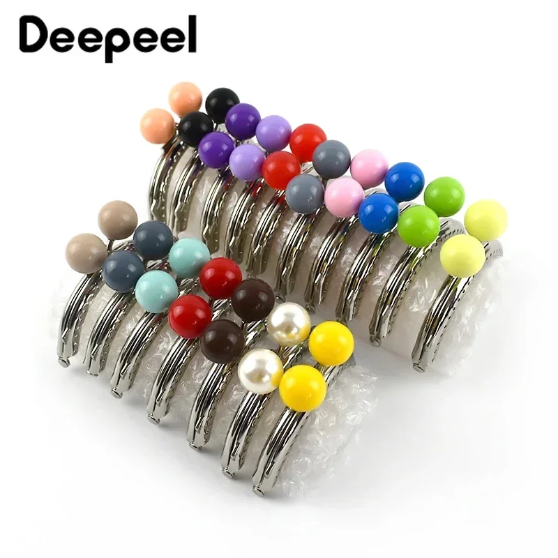 5/10Pcs Deepeel 85mm Silver Bag Handles Sewing Brackets 20mm Color Bead Purse Frame Kiss Clasp DIY Handmade Handbag Accessories