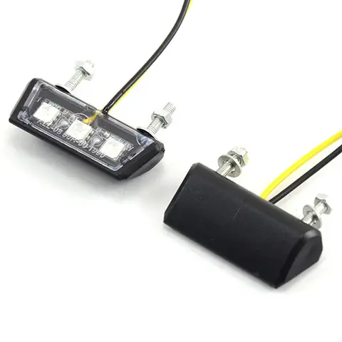 12V Mini Motorcycle LED License Plate Light Motorbike LED Rear Tail Number Lamp Universal Moto Plastic White Light Indicators
