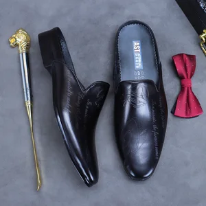 Männer luxuriöse Pantoffeln echte Ledermokassins Casual Moccasins Nicht -Flip Herrenschuhe Italienische Sommermode halbe Schuhe für Mann 10 Hauptverkäufe Shein Shoes - №3