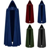 Medieval Hooded Coat Gothic Long Trench Halloween Devil Wizard Death Cloak