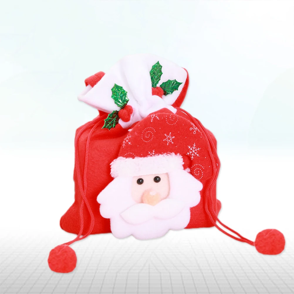 

Christmas Gift Bags Kids Candy Bag Reusable Santa Pouch Handles Premium Material Small Items Storage Home Decor Party Favor