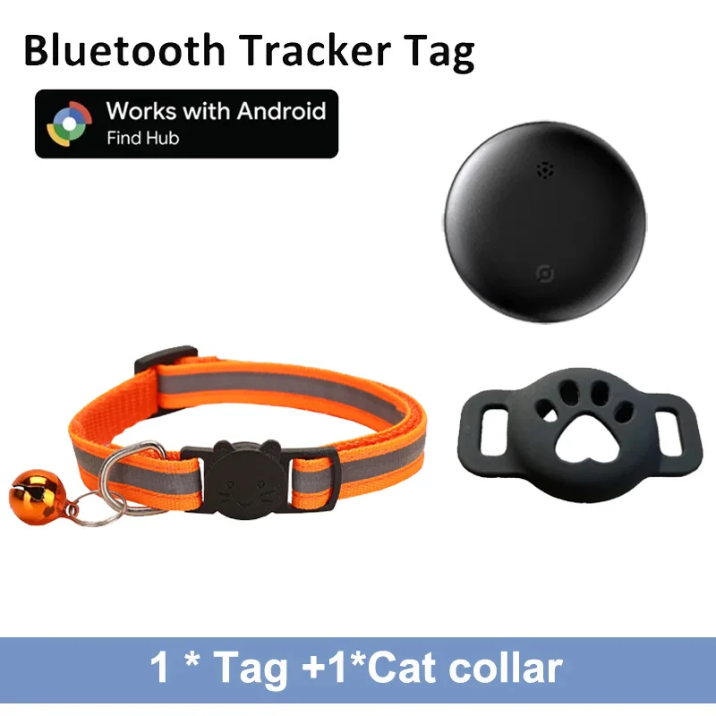 Bluetooth GPS-Tracker Kompatibel mit Google Find My (Nur Android) Wasserdichter Intelligenter Tracker-Tag mit Verstellbarem Halsband für Katzen, Haustiere