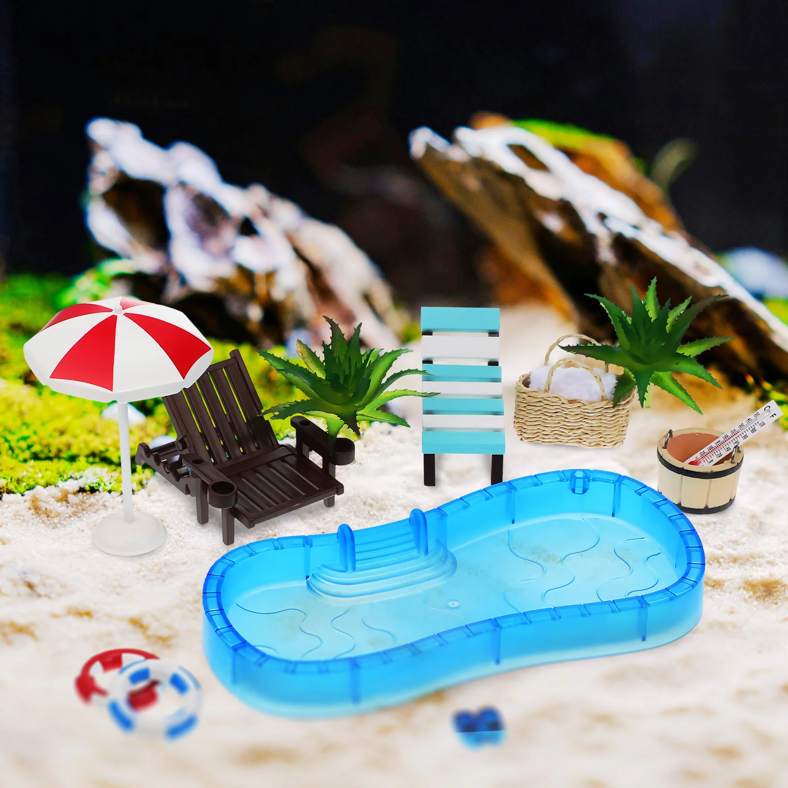 1 Set Miniature Beach Decorations Dollhouse Accessories Miniature Beach Style Microlandscape Ornaments