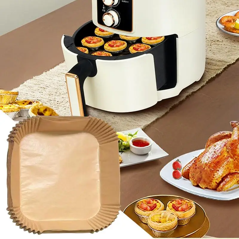 Air Fryer Paper Liners 100 Pieces Parchment Paper Safe Food Grade Baking Sheets For Air Fryer Microwave Oven Cake Wings