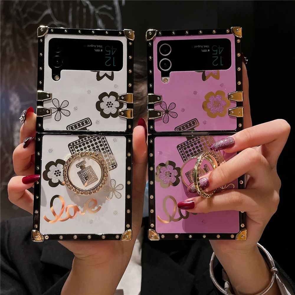 Luxury Glitter Perfume Bottle Cover For Samsung Galaxy Z Flip 6 Z Flip 5 Flower Case For Samsung Galaxy Z Flip 4 Z Flip 3 image 3