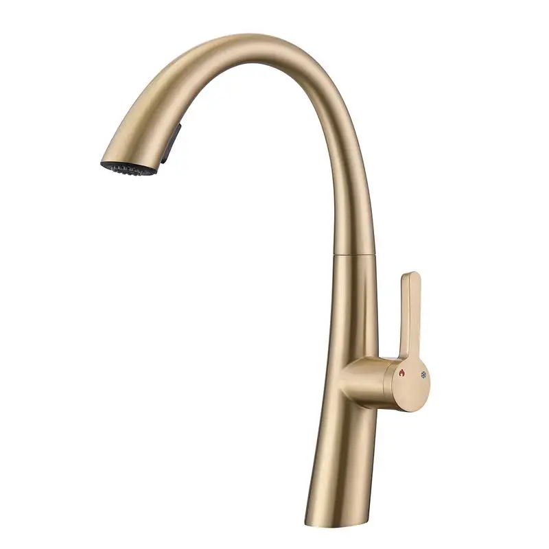 

Single Handle Pull-Out Kitchen Faucet in Stainless Steel Finish for Modern Home Use