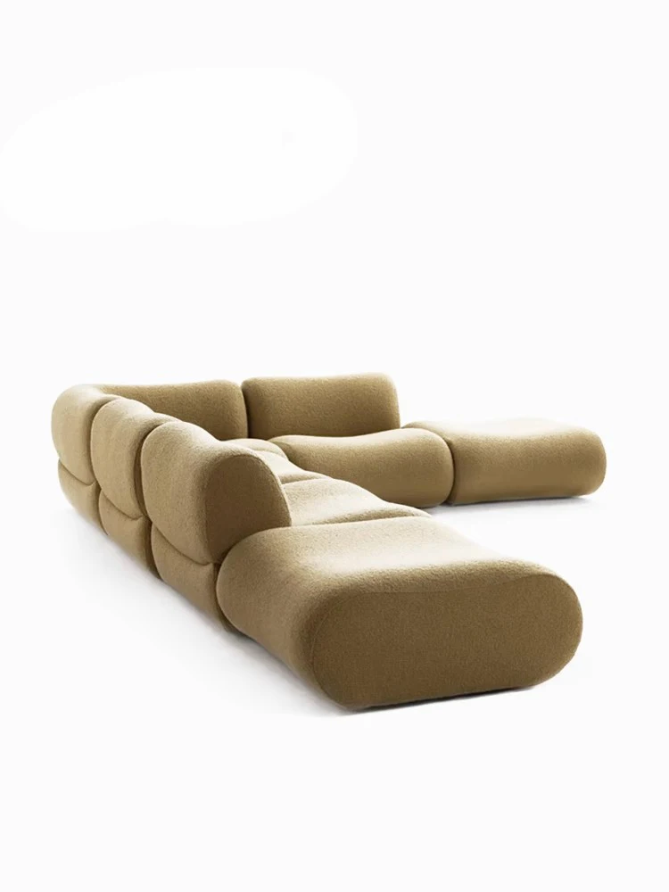 Nordic Light Luxury Style Villa Living Room Decoration Sofa Creative Module Combination Lamb Wool Material Sponge Sofa Custom