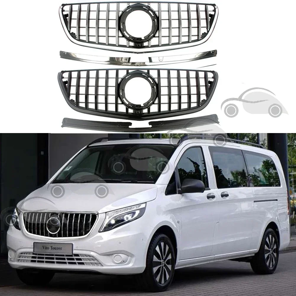 Front Racing Facelift Grilles Upper Grill For Mercedez-Benz W447 Metris/Vito Van 2020 2021 2022+ GT