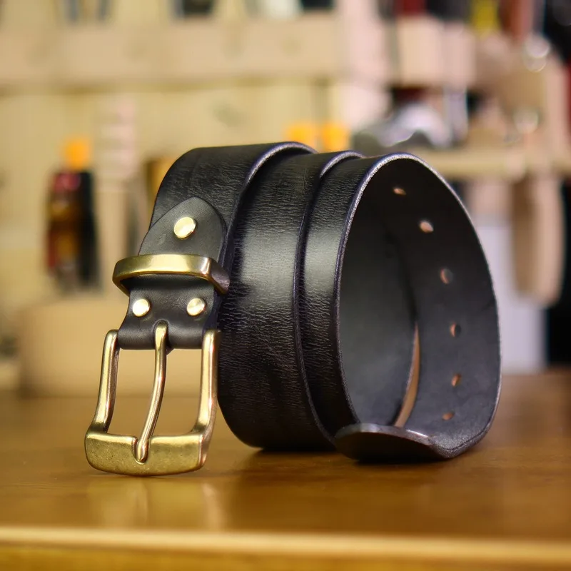 

Stylish and Durable Handcrafted Cowhide Belt with Heavy Brass Buckle for Men 38mm Width 4mm Thickness