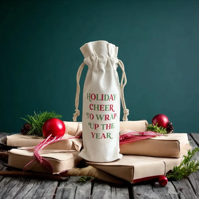 

1 шт., сумка для вина на шнурке с Рождеством, праздничная вечеринка, украшения стола, аксессуары для дома, подарок на новоселье