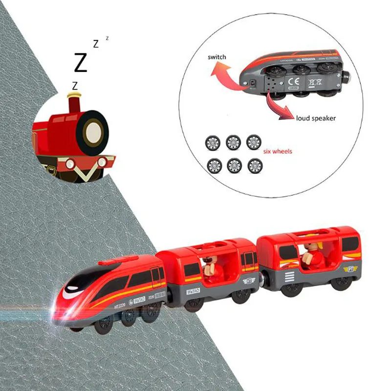 2025, lustiges elektrisches Zugspielzeug-Set für Kinder, Zug-Druckguss-Schlitzspielzeug, passend für Standard-Holz-Zuggleis, Eisenbahn, Geschenk für Kinder