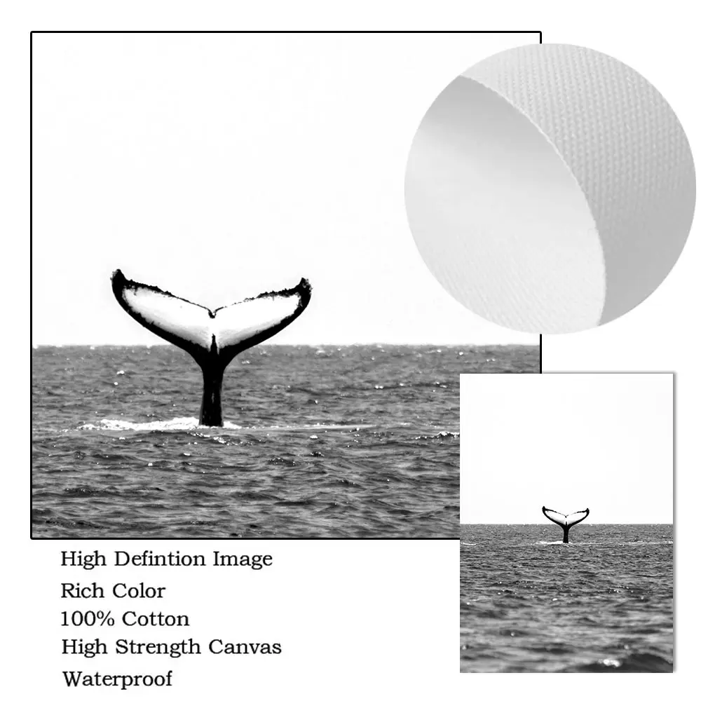 Black White Sea Beach Whale Lighthouse Wall Art Poster And Print Landscape Canvas Nordic Art Painting Modern Pictures Home Decor