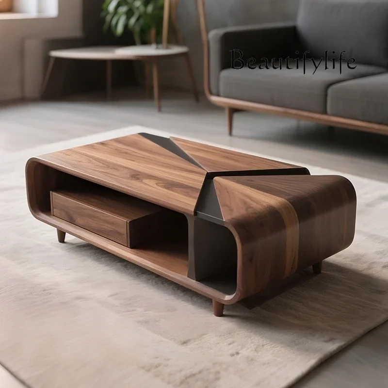 

MM North American black walnut sofa coffee table solid wood household small apartment modern storage design coffee table
