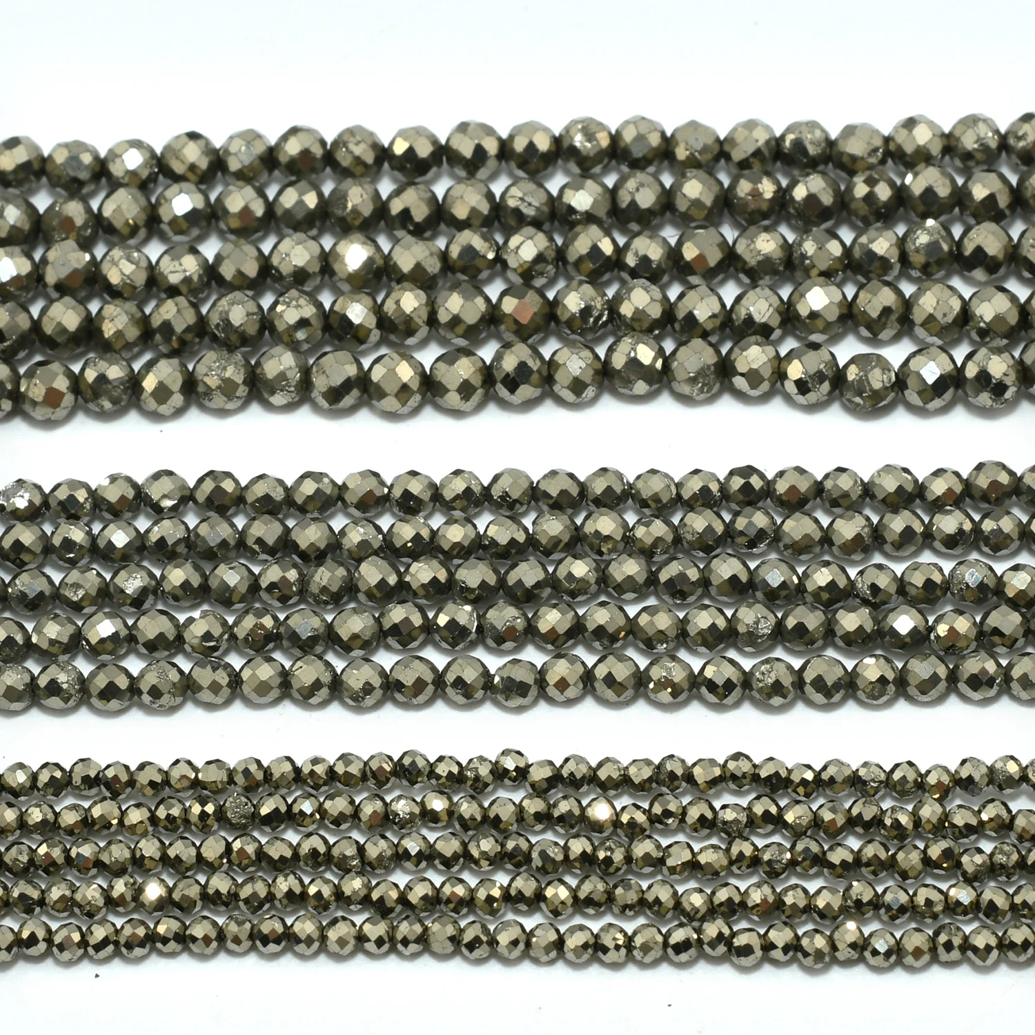 Natural Pyrite Faceted Round Beads 2mm/3mm/4mm