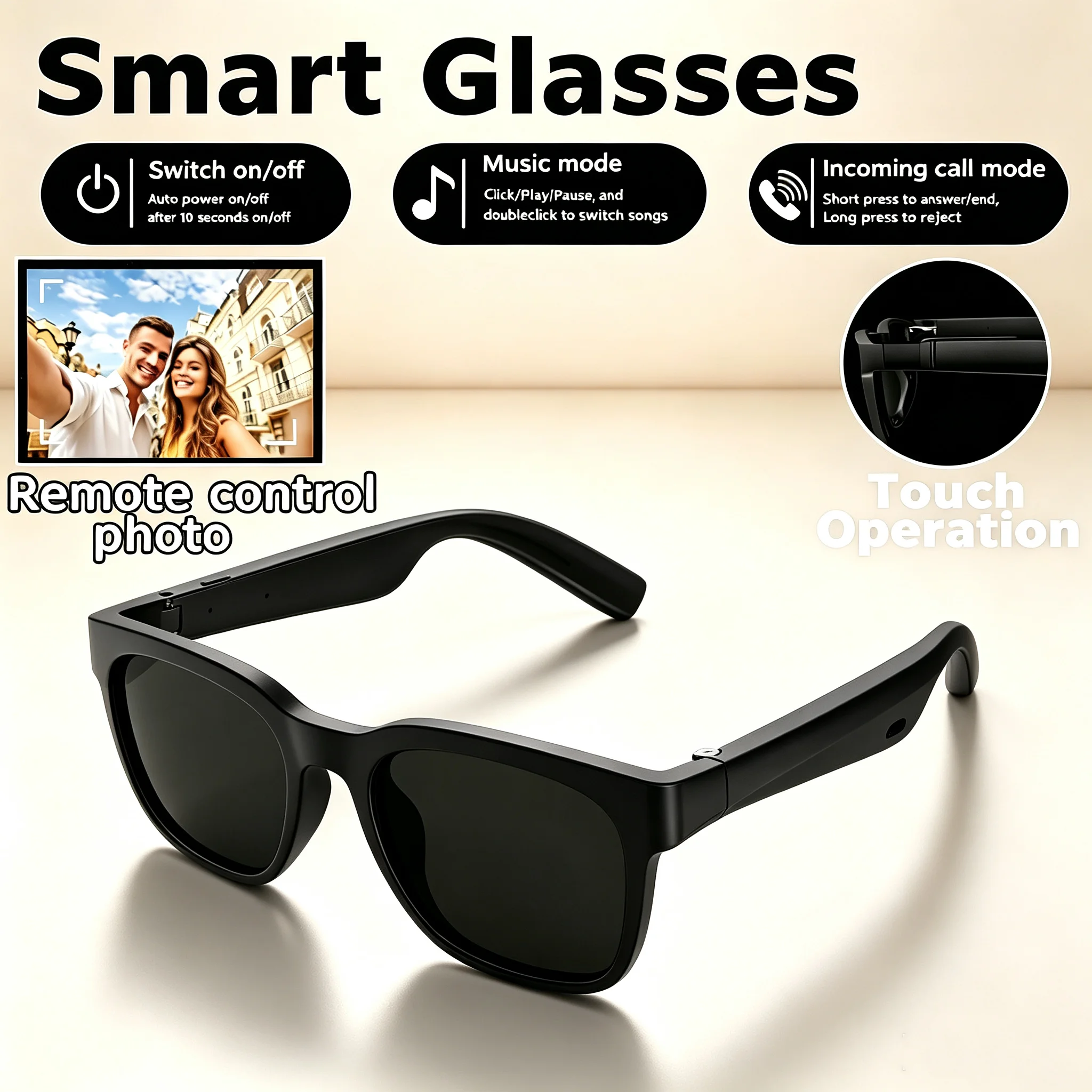 2026 New Smart Glasses AI Translation Bluetooth Conversation Recording Listening To Music Men Women Smart Sunglasses
