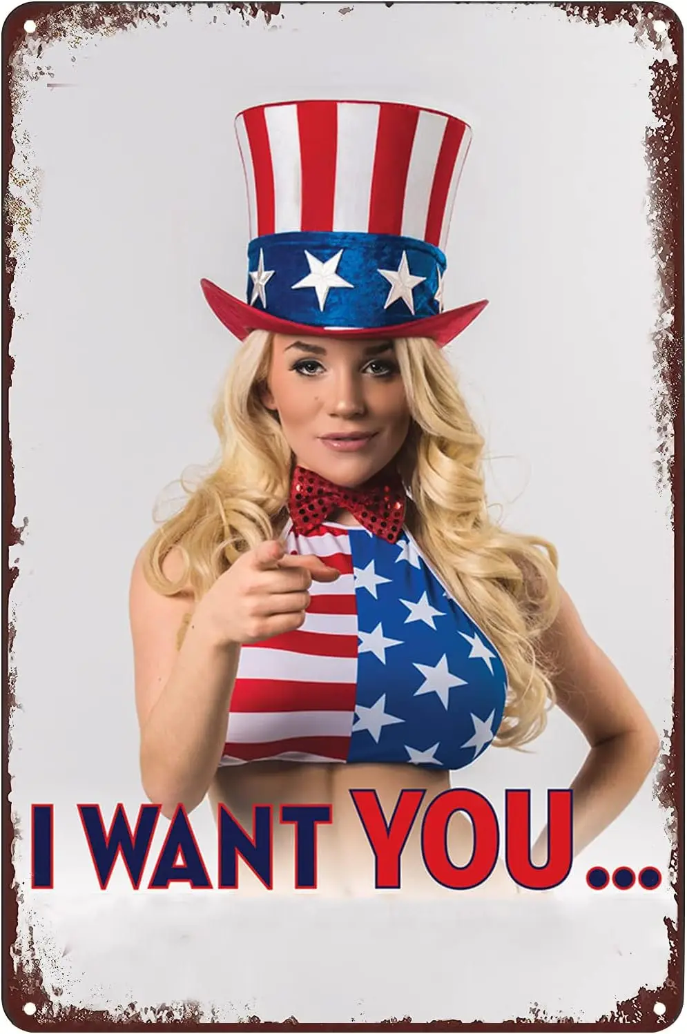 Vintage Metal Signs Pin Up Girl Sexy Woman Poster Female Uncle Sam I Want You Tin Sign Wall Art Decor Plaque for Home Bar C sign