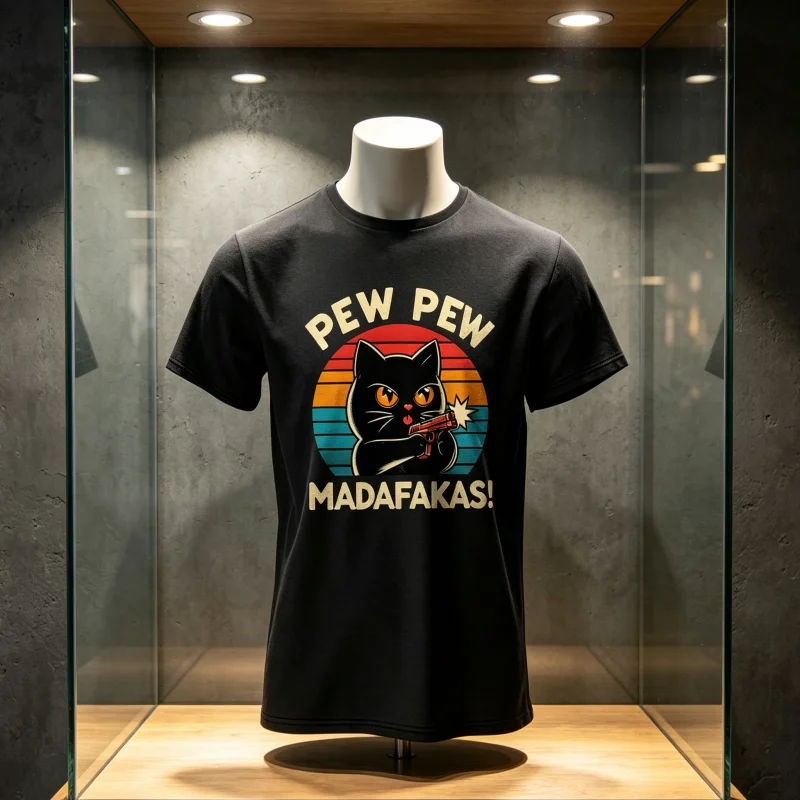 T-shirt en coton imprimé chat dessiné à la main, confortable et doux pour la peau, col rond ultra doux, manches courtes, pour hommes et femmes, collection 2026