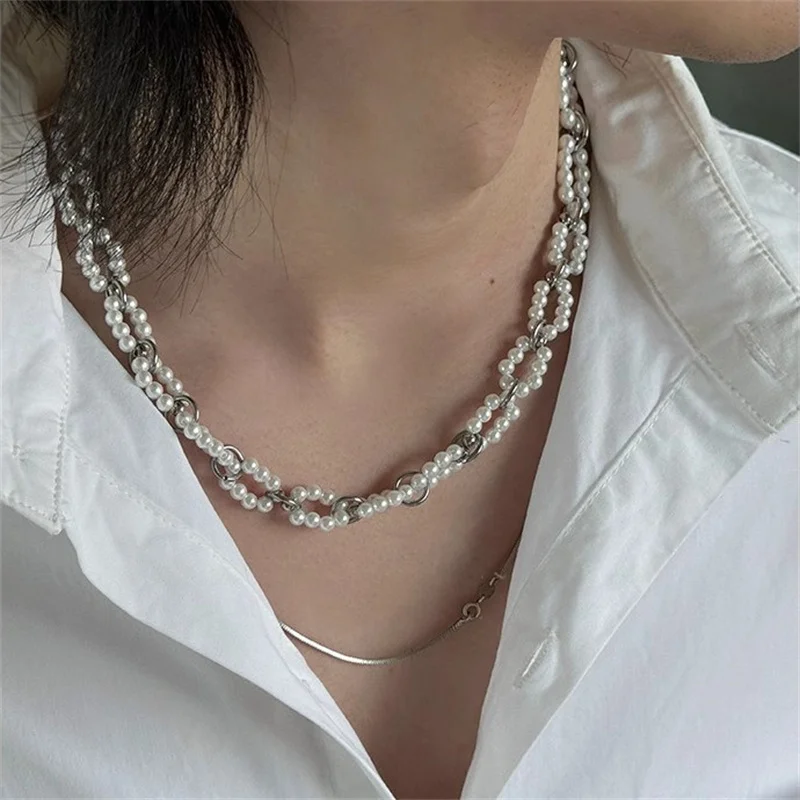 

Модная Корейская цепочка на воротник с жемчугом в стиле хип-хоп универсальное ювелирное изделие для мужчин и женщин