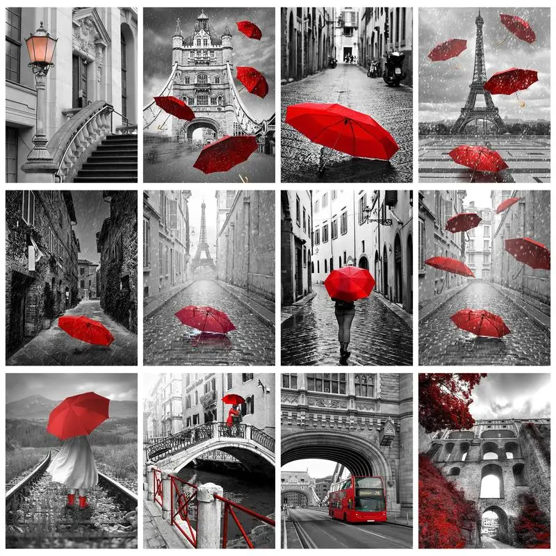 

PhotoCustom Painting By Numbers Architecture With Frame Landscape Picture Numbers Modern Wall Art Handpainted For Home Decor