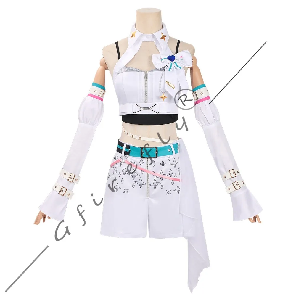 Wuthering Waves Solar5 Lynae Cosplay White Mini Dress Full Set with Bow Accessories Wig Adult Women Halloween Comic Con Costume view 5
