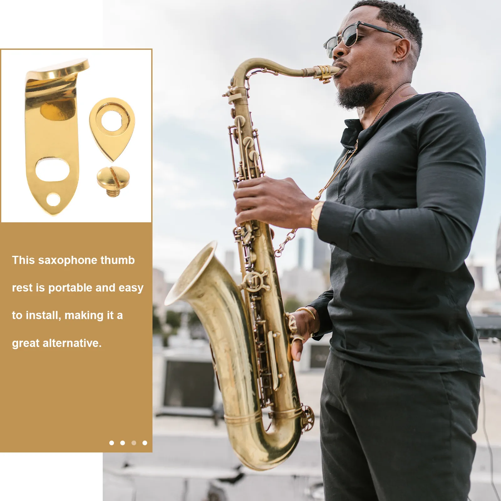1Set Sax Thumb Rest Metal Material Strong Stable Structure Maintains Proper Hand Position Thumb Rest Replacement for Alto Tenor