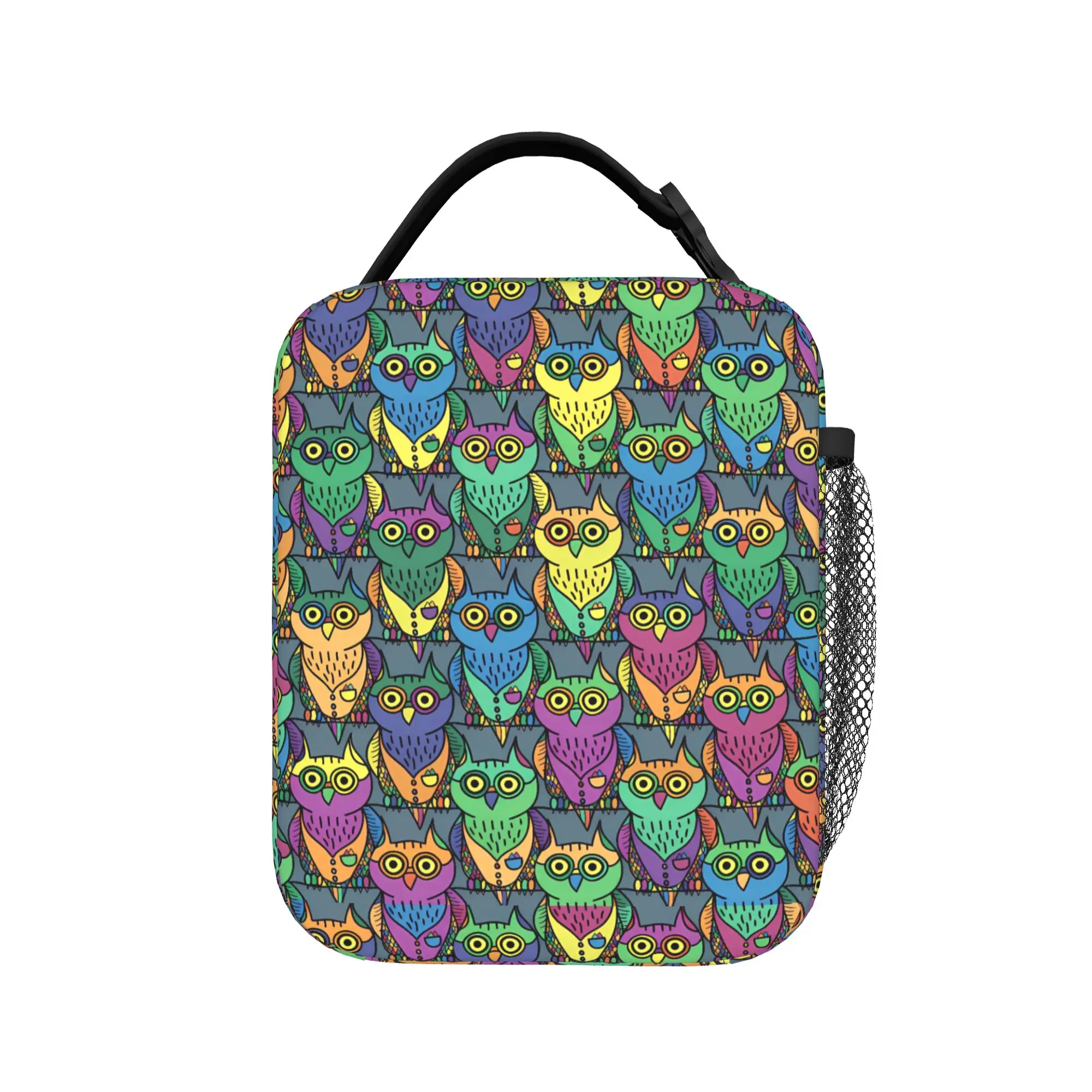 

Dark Funny Owl FACE Lunch Bag For Child Animal Print Print Lunch Box Fashion Picnic Cooler Bag Portable Oxford Tote Food Bags
