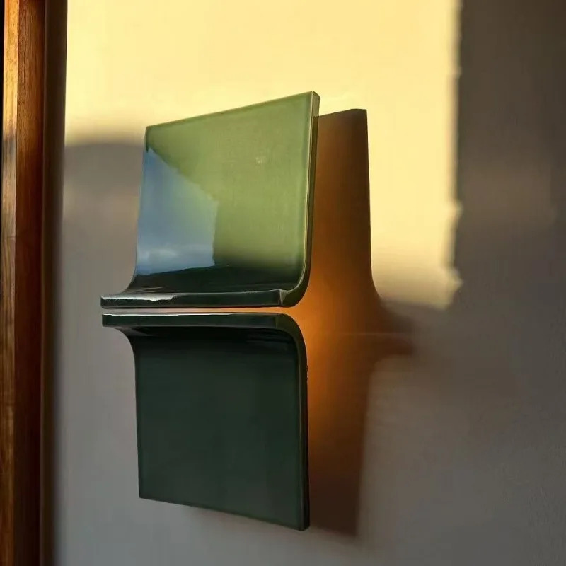 Green wall lamp niche design background wall lamp medieval decoration living room retro bedroom bedside lamp