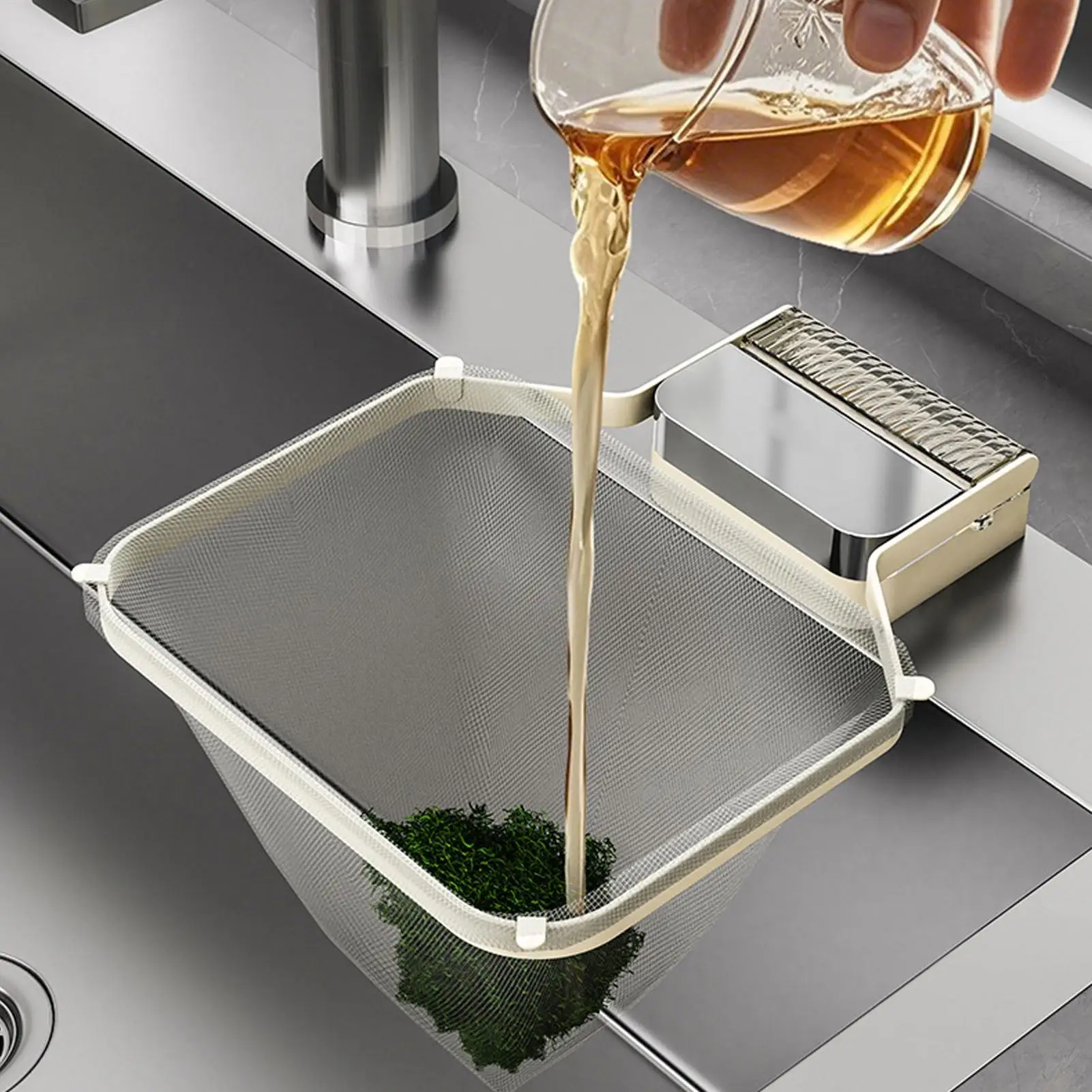 Foldable Sink Strainer Mesh Bag Stand Kitchen Sink Filter Rack Waste Garbage Net Shelf Disposable Garbage Mesh Bag KitchenGadget