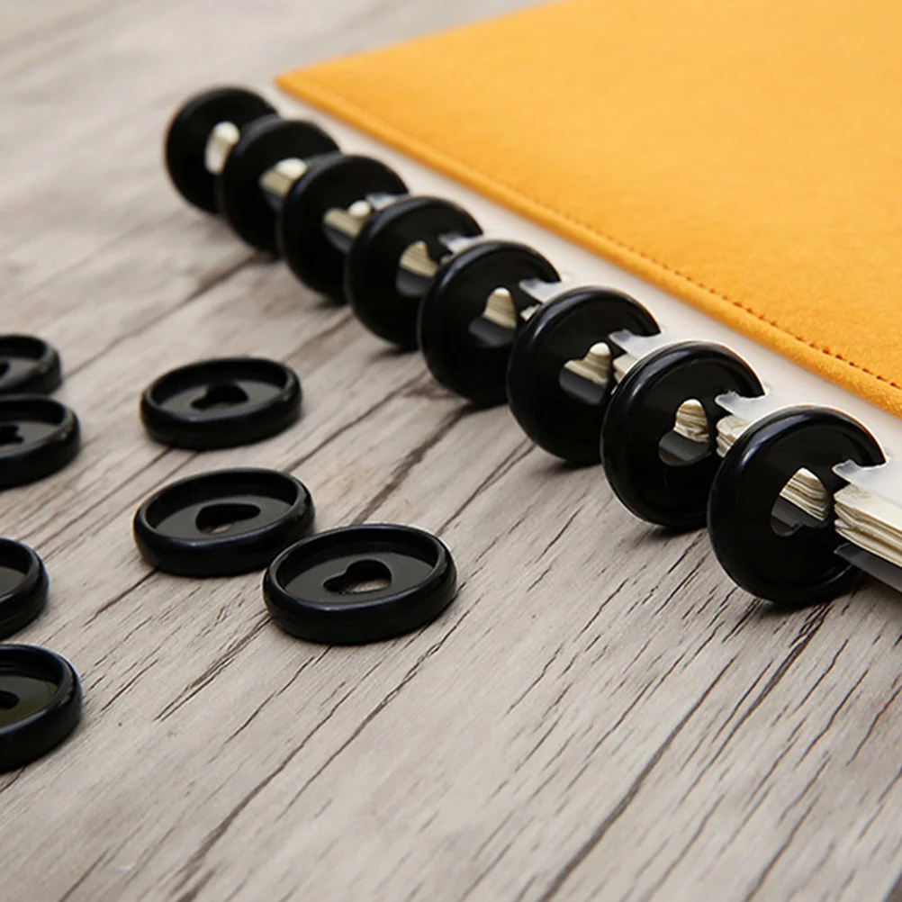 20 Pcs Disc Loose-leaf Notebook Plastic Discs Binder Rings for Notepad Love Planner Black Binding