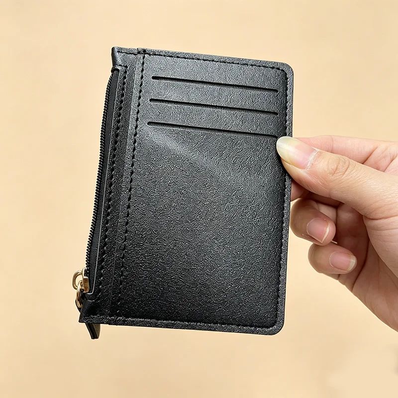 Mini Zipper Card Bag Slim ID Bank Purse Wallet Credit Organizer Portable Small Slim Ultra-thin Short Purse for Men Women